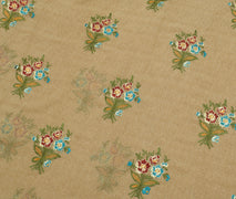 Sushila Vintage Green Saree Blend Georgette Embroidered Floral Sari Craft Fabric