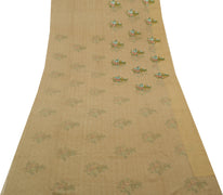 Sushila Vintage Green Saree Blend Georgette Embroidered Floral Sari Craft Fabric
