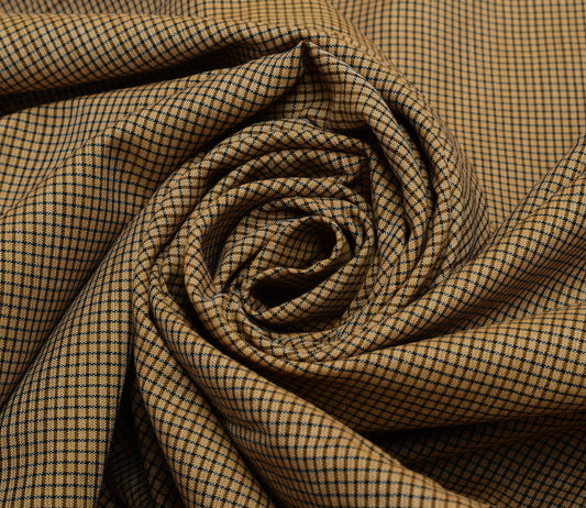Sushila Vintage Indian Brown Saree Blend Cotton Woven Sari Craft Sari Fabric