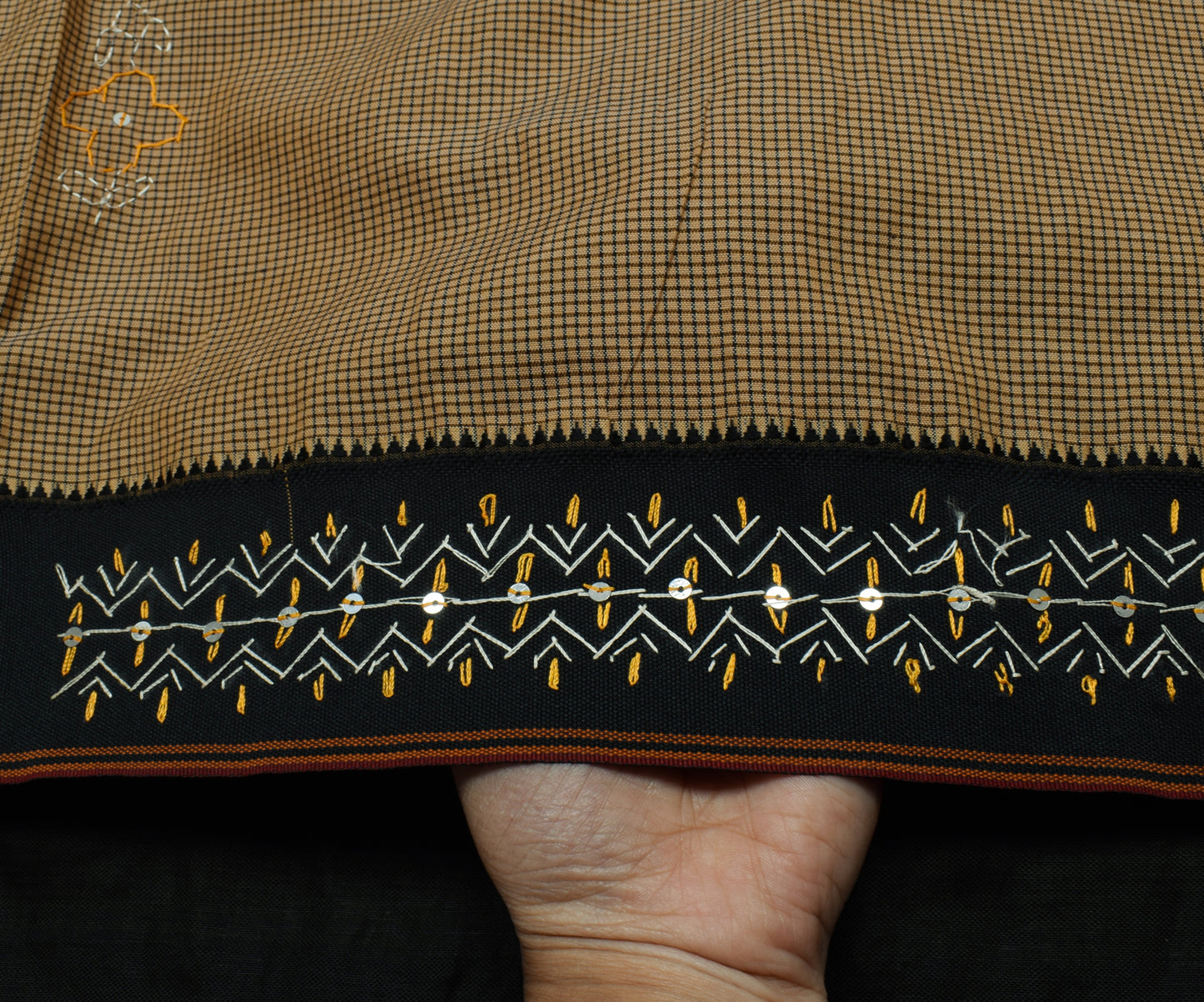 Sushila Vintage Indian Brown Saree Blend Cotton Woven Sari Craft Sari Fabric
