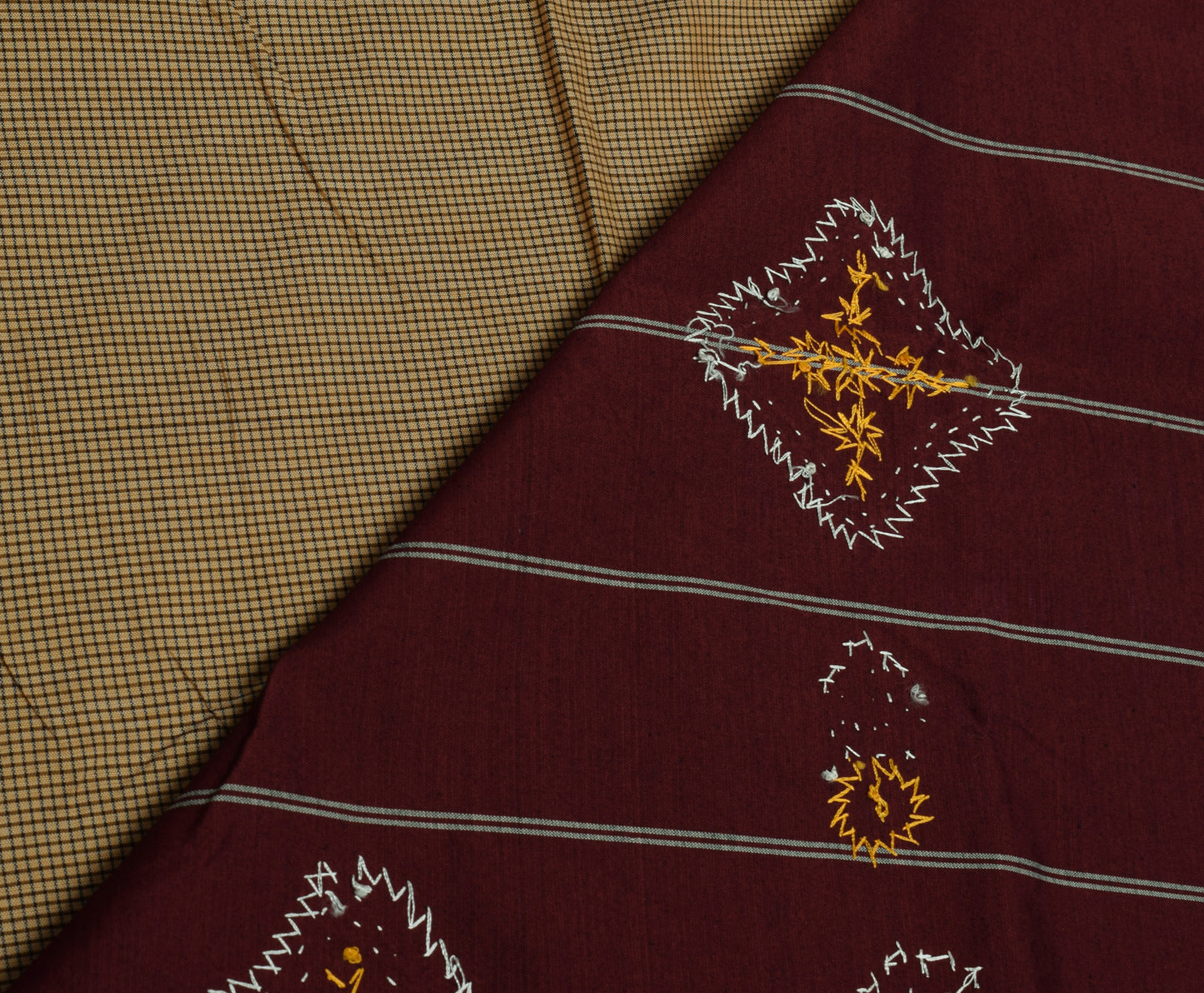Sushila Vintage Indian Brown Saree Blend Cotton Woven Sari Craft Sari Fabric