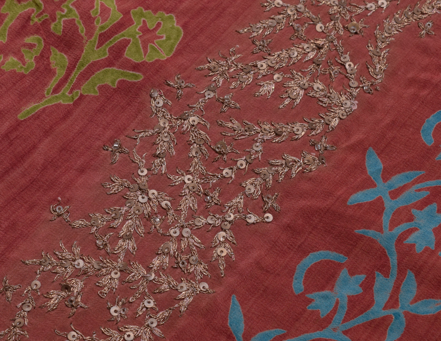 Sushila Vintage Indian Saree Pure Crepe Silk Printed Floral Sari Craft Fabric