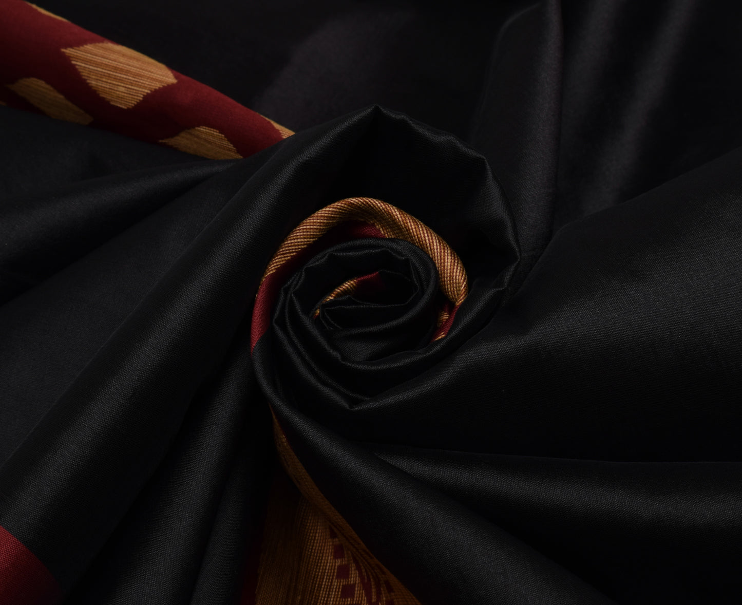 Sushila Vintage Indian Black Saree Blend Silk All Over Woven Sari Craft Fabric