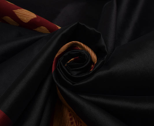 Sushila Vintage Indian Black Saree Blend Silk All Over Woven Sari Craft Fabric