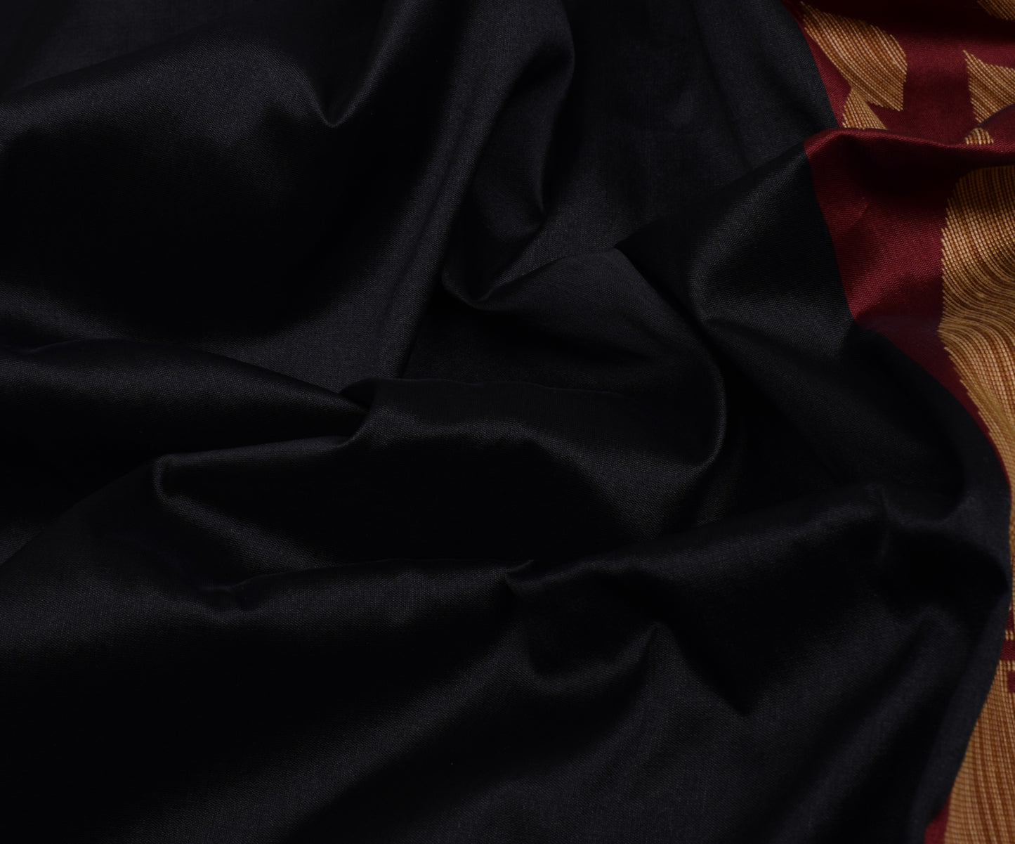Sushila Vintage Indian Black Saree Blend Silk All Over Woven Sari Craft Fabric