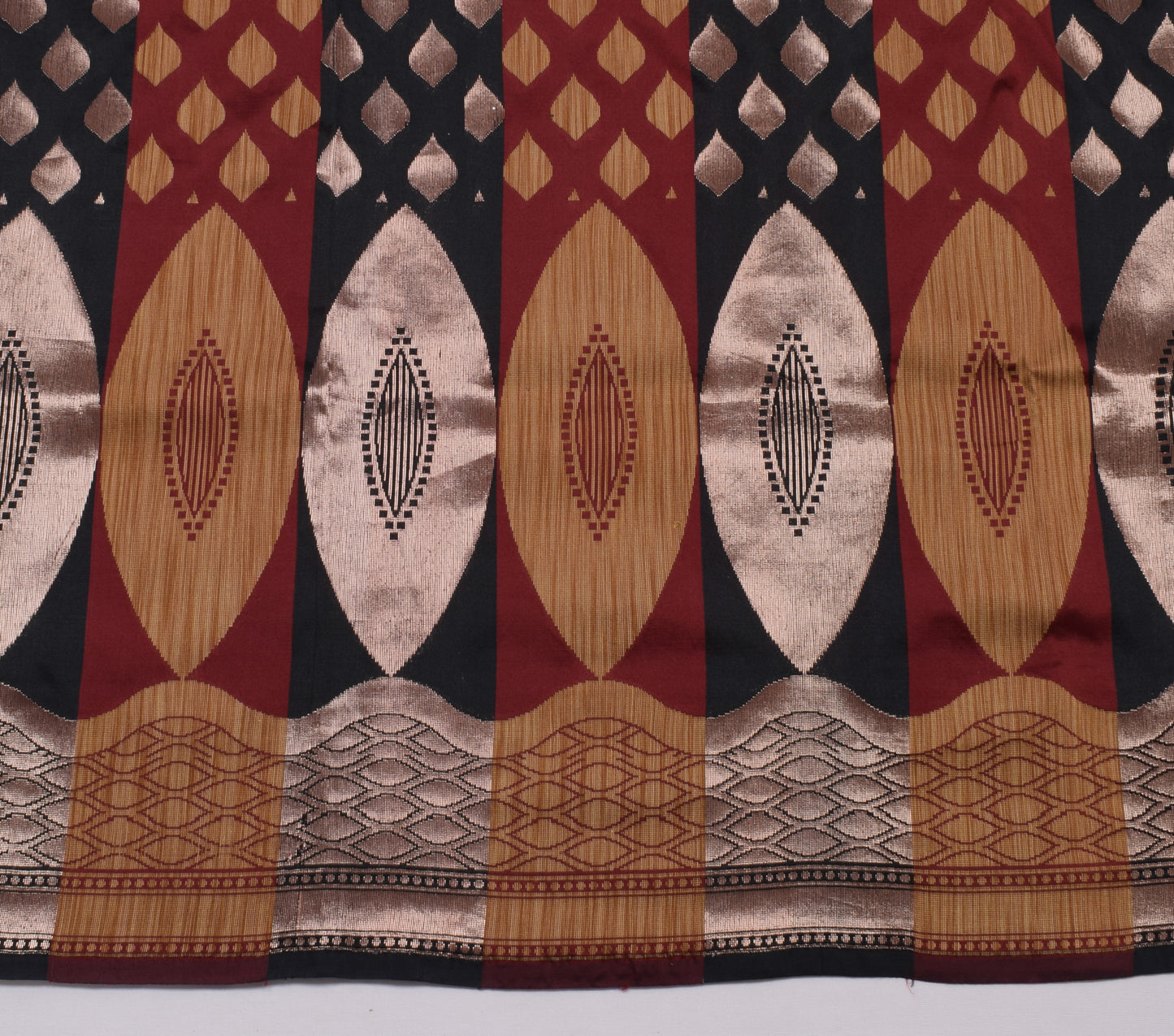Sushila Vintage Indian Black Saree Blend Silk All Over Woven Sari Craft Fabric