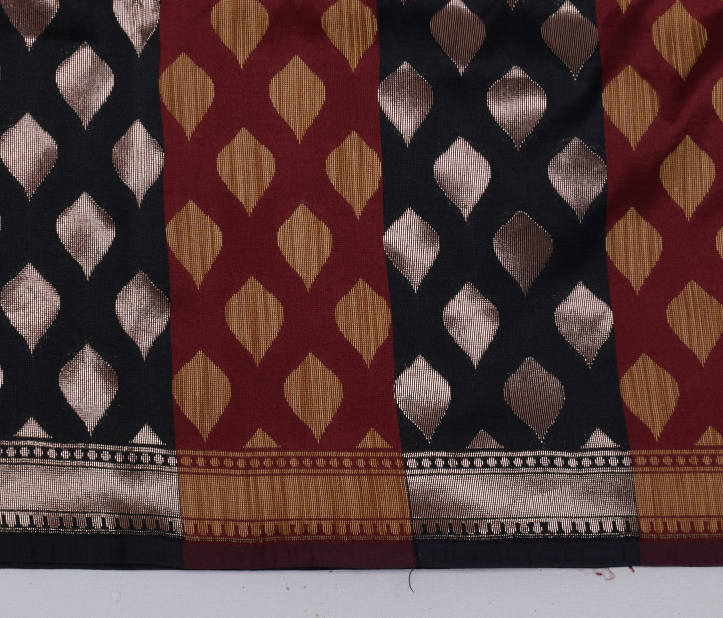Sushila Vintage Indian Black Saree Blend Silk All Over Woven Sari Craft Fabric