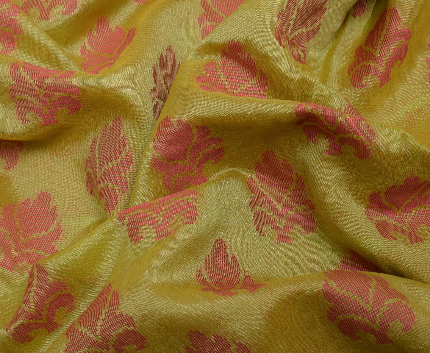 Sushila Vintage Indian Green Saree Blend Silk Woven Floral Sari Craft Fabric