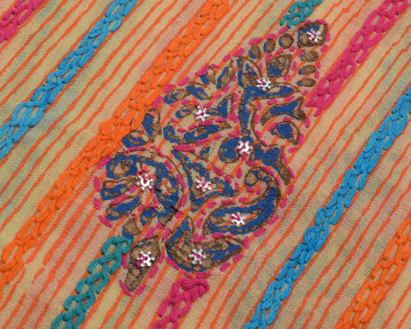 Sushila Vintage Yellow Saree Pure Georgette Hand Embroidered Floral Sari Fabric