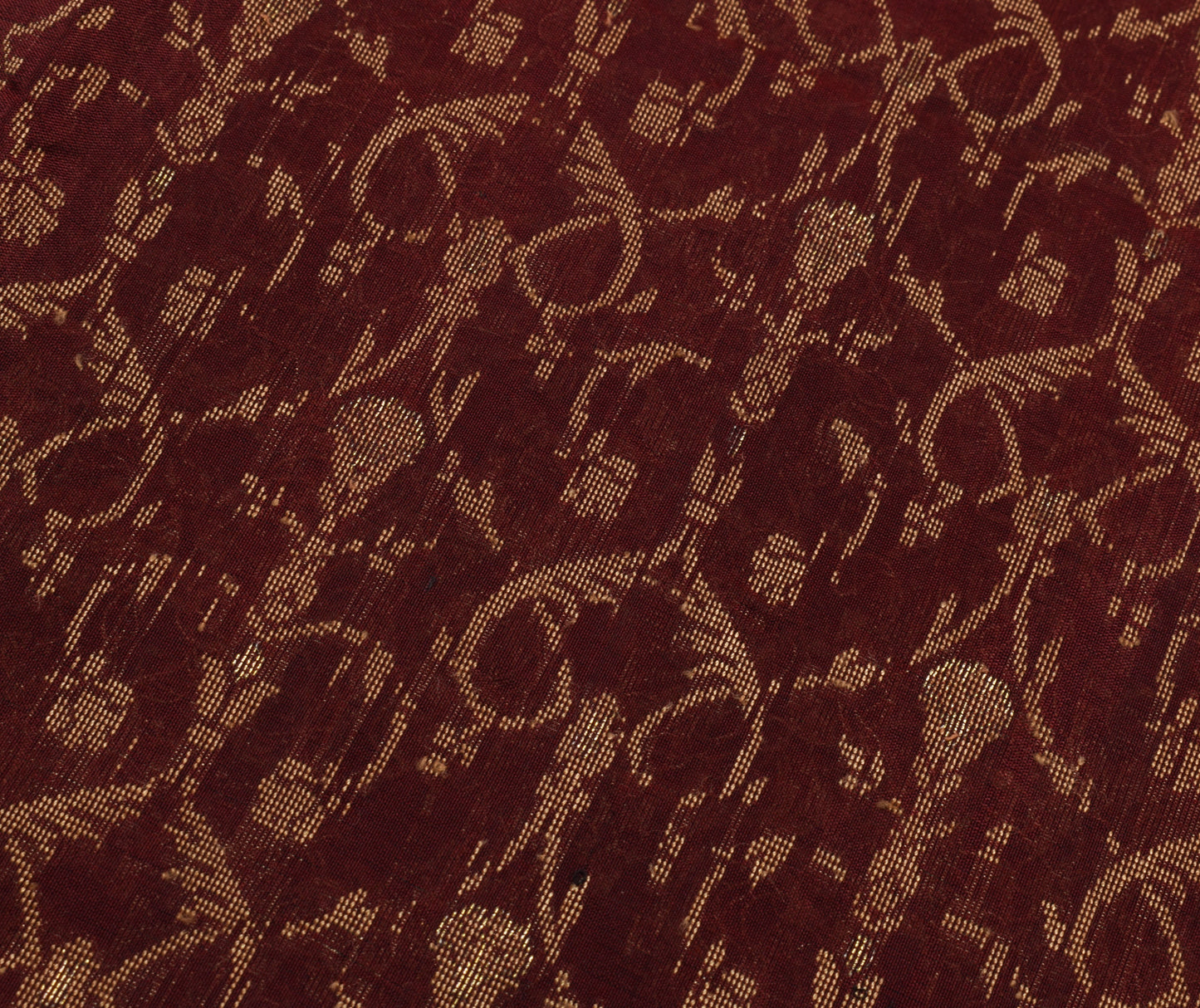 Sushila Vintage Maroon Saree 100% Pure Silk Woven Floral Sari Craft 5 YD Fabric