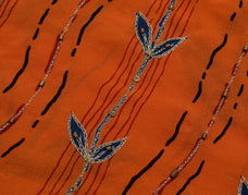 Sushila Vintage Orange Saree 100% Pure Silk Printed Floral Sari Craft Fabric