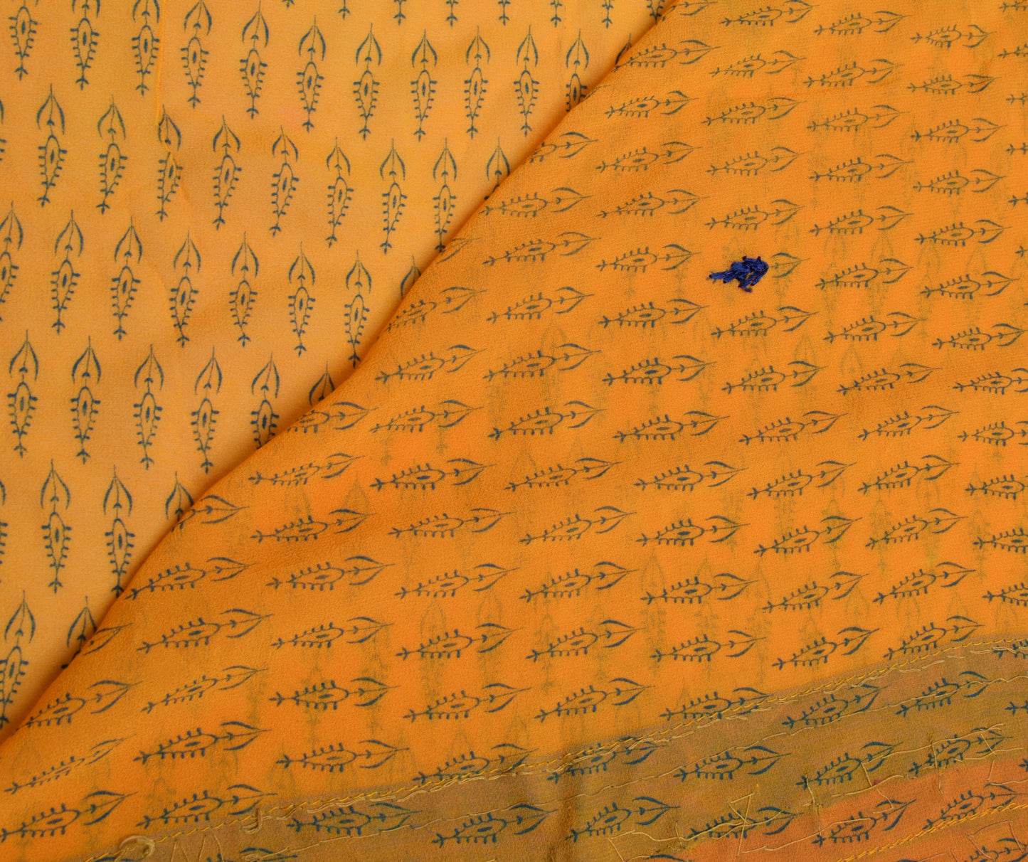 Sushila Vintage Yellow Saree Pure Georgette Silk Printed Floral Sari Fabric