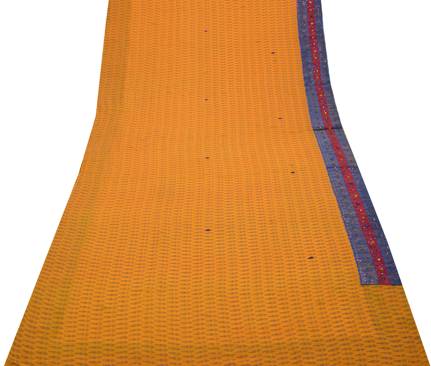 Sushila Vintage Yellow Saree Pure Georgette Silk Printed Floral Sari Fabric