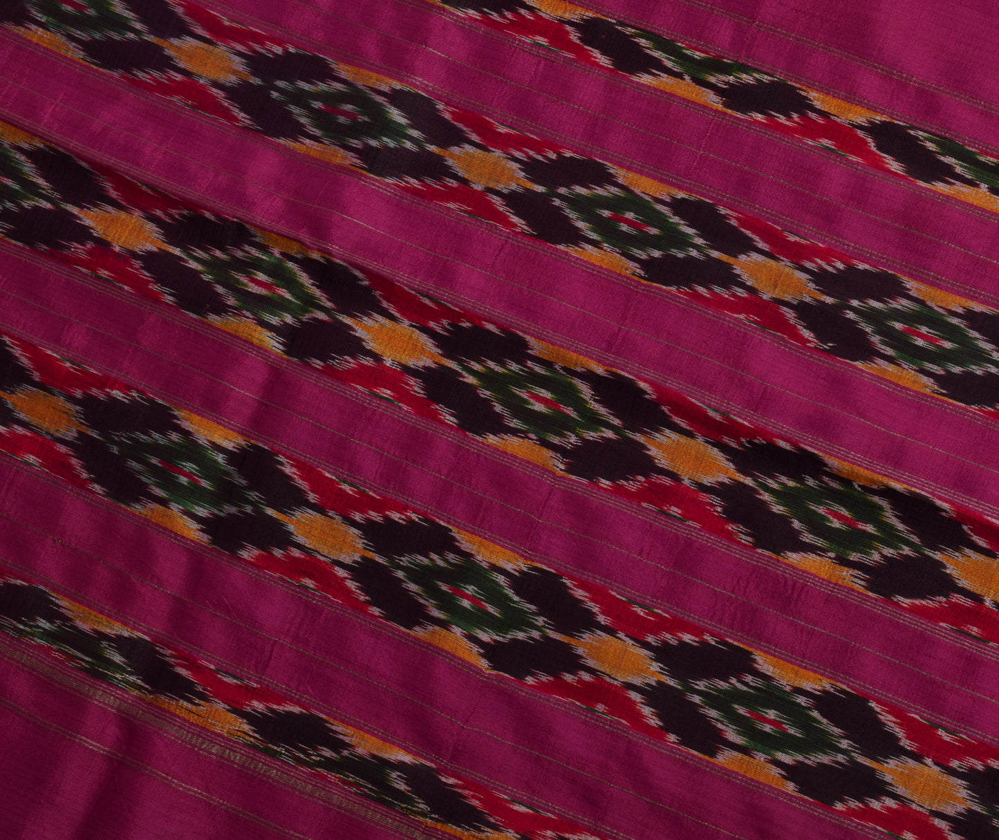 Sushila Vintage Green Saree Pure Silk Hand Woven Ikat Patola Sari Craft Fabric