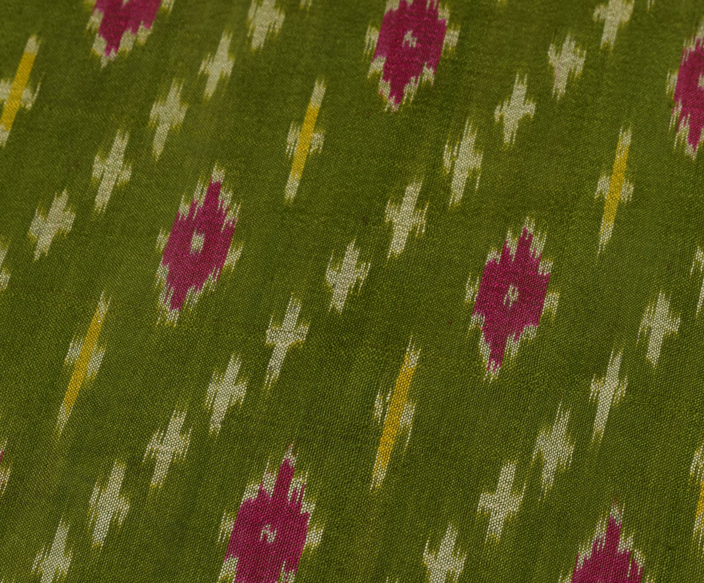 Sushila Vintage Green Saree Pure Silk Hand Woven Ikat Patola Sari Craft Fabric