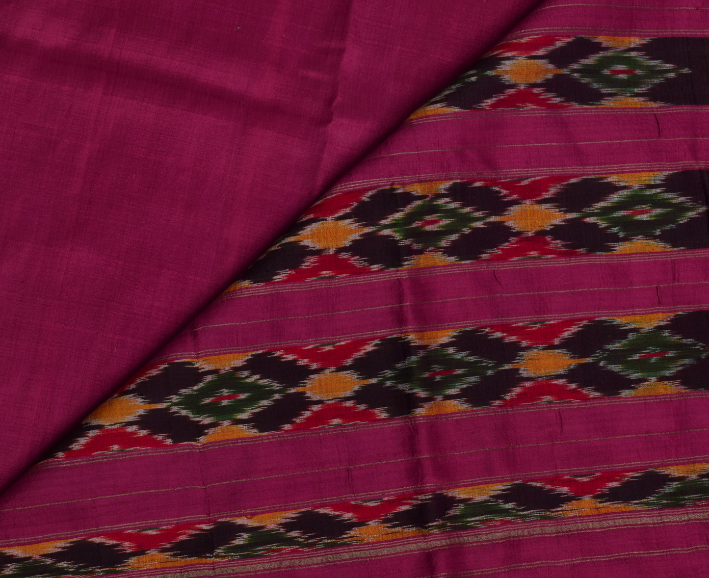 Sushila Vintage Green Saree Pure Silk Hand Woven Ikat Patola Sari Craft Fabric