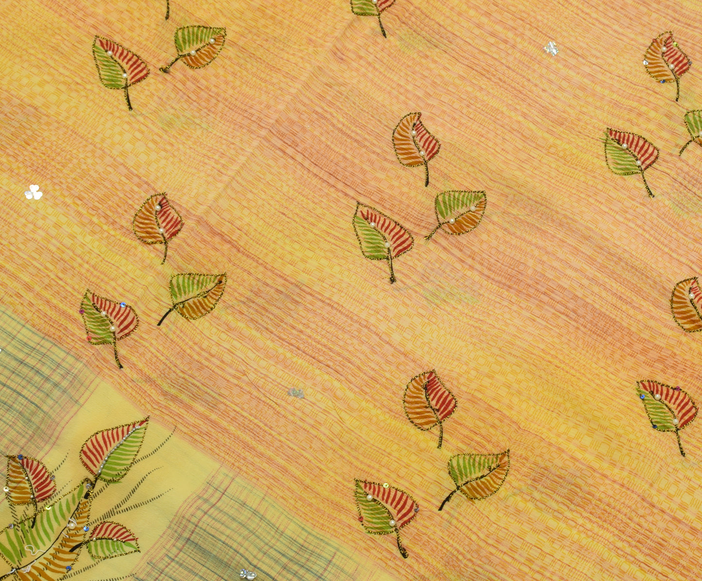 Sushila Vintage Indian Saree Pure Crepe Silk Printed Floral Sari Craft Fabric