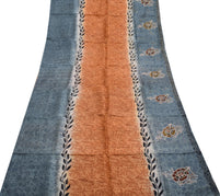 Sushila Vintage Indian Saree 100% Pure Silk Printed Floral Sari Craft Fabric