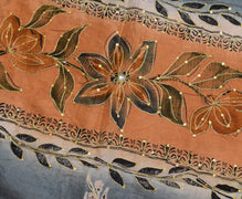 Sushila Vintage Indian Saree 100% Pure Silk Printed Floral Sari Craft Fabric