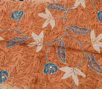 Sushila Vintage Indian Saree 100% Pure Silk Printed Floral Sari Craft Fabric