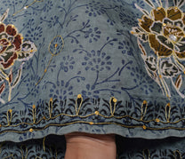 Sushila Vintage Indian Saree 100% Pure Silk Printed Floral Sari Craft Fabric