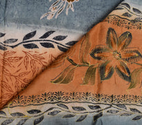 Sushila Vintage Indian Saree 100% Pure Silk Printed Floral Sari Craft Fabric