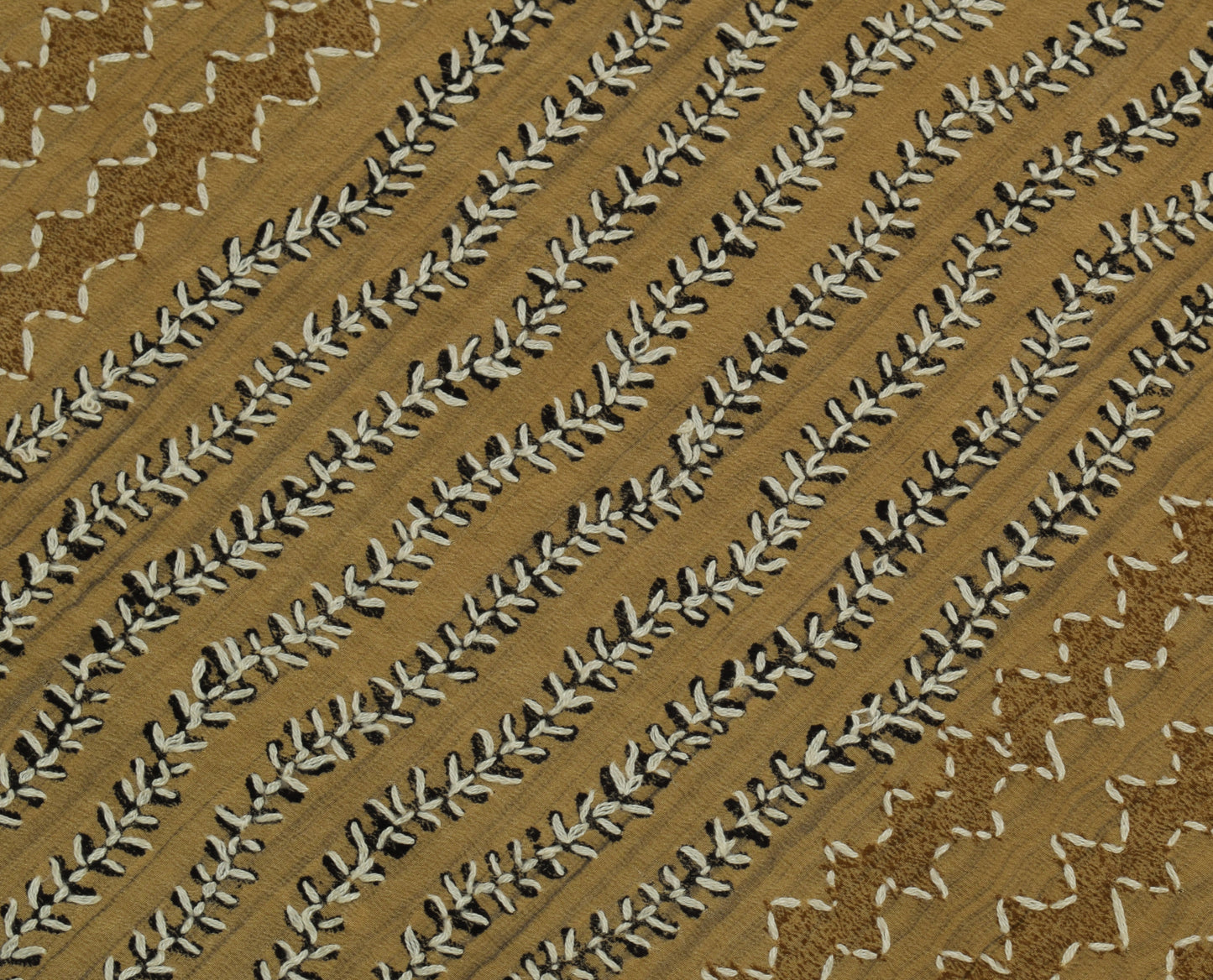 Sushila Vintage Indian Saree Pure Crepe Silk Hand Embroidered Floral Sari Fabric
