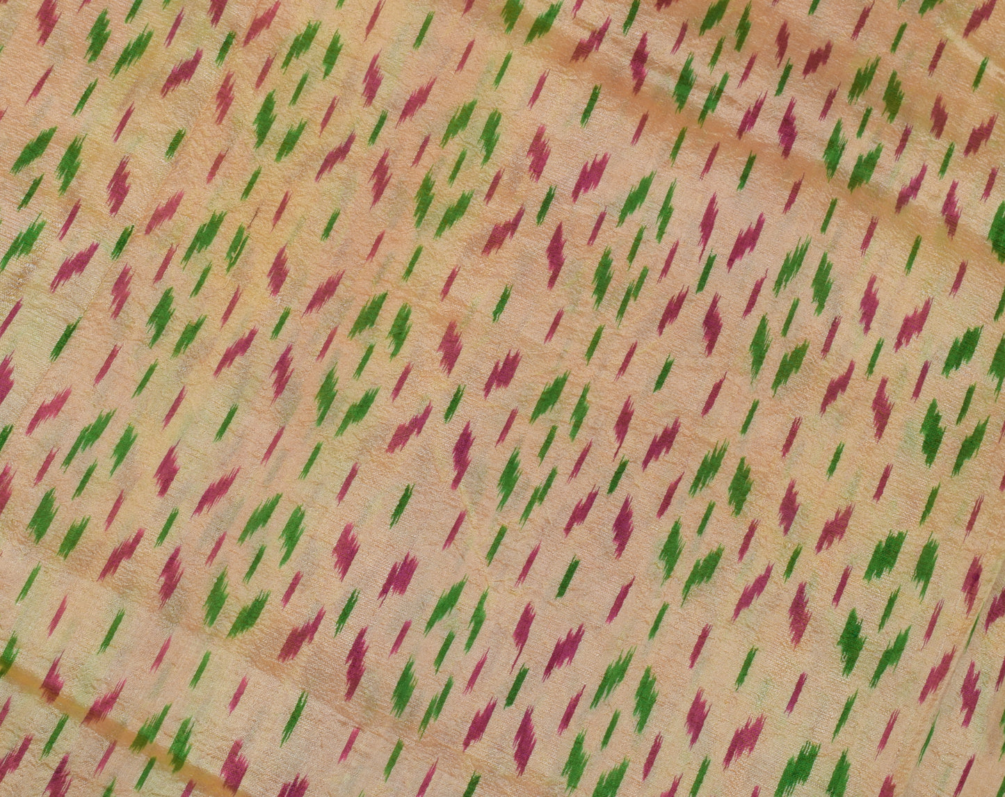 Sushila Vintage Beige Saree Pure Silk Hand Woven Ikat Patola Sari Craft Fabric