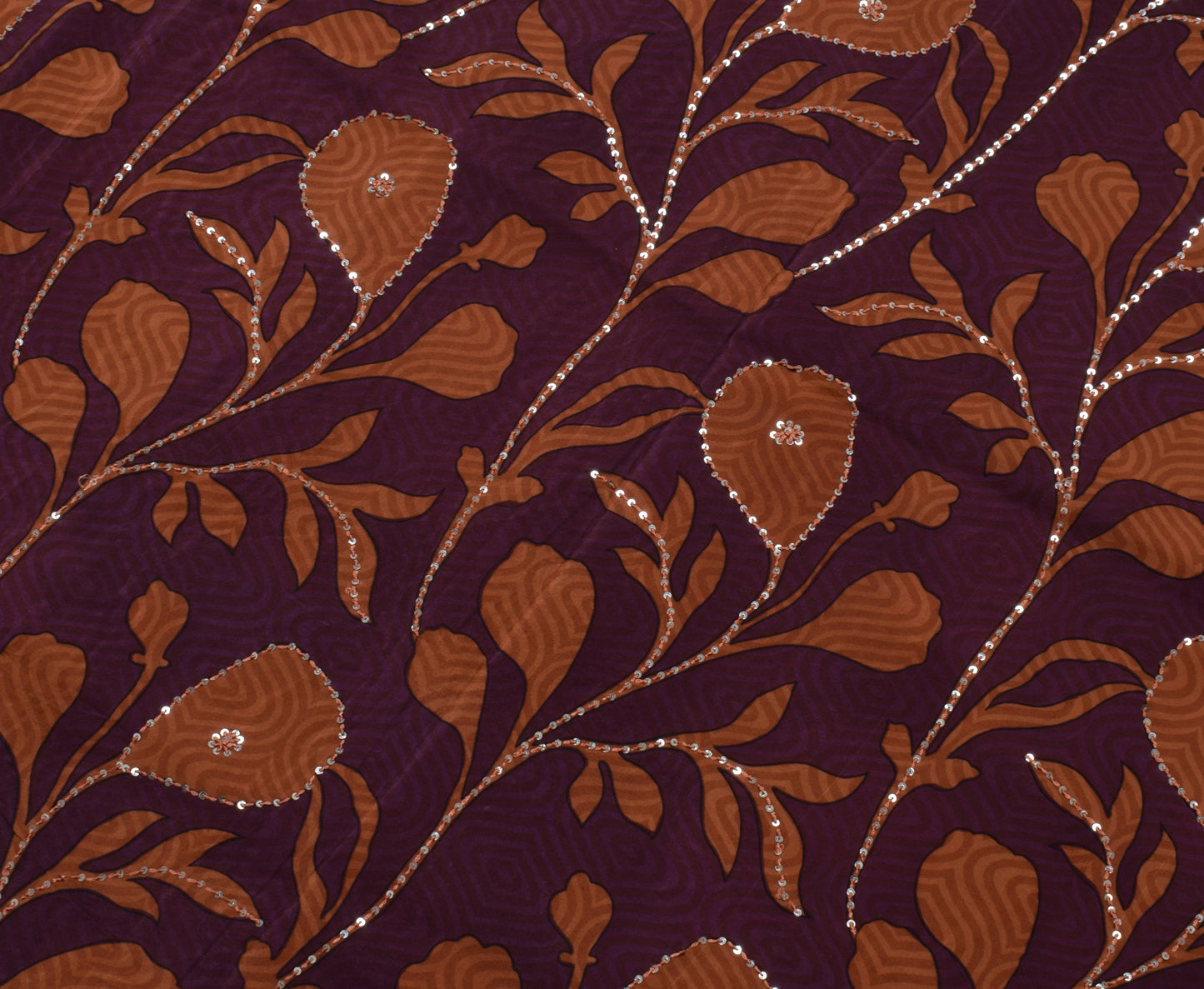 Sushila Vintage Purple Saree 100% Pure Silk Printed Floral Sari Craft Fabric