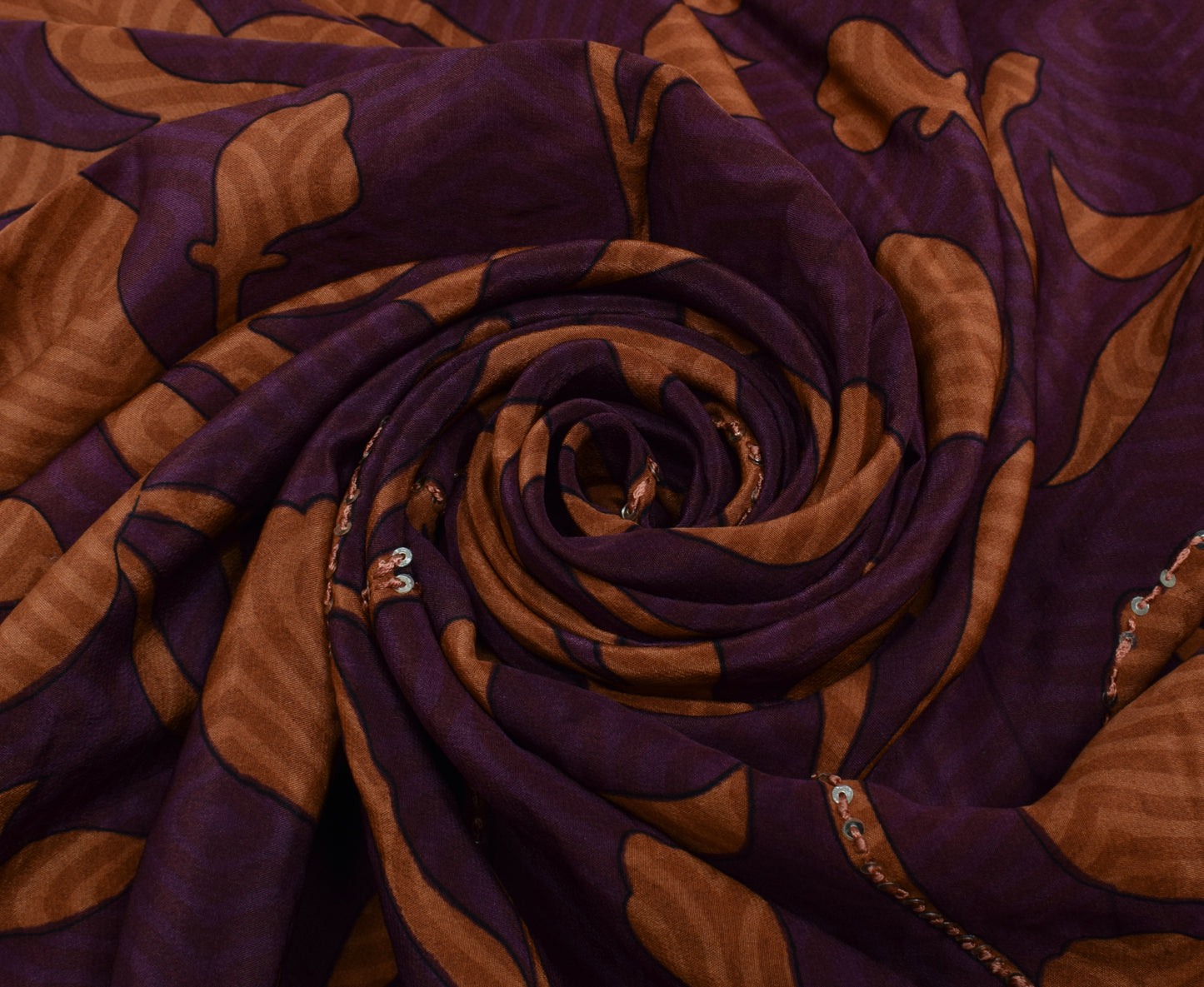 Sushila Vintage Purple Saree 100% Pure Silk Printed Floral Sari Craft Fabric