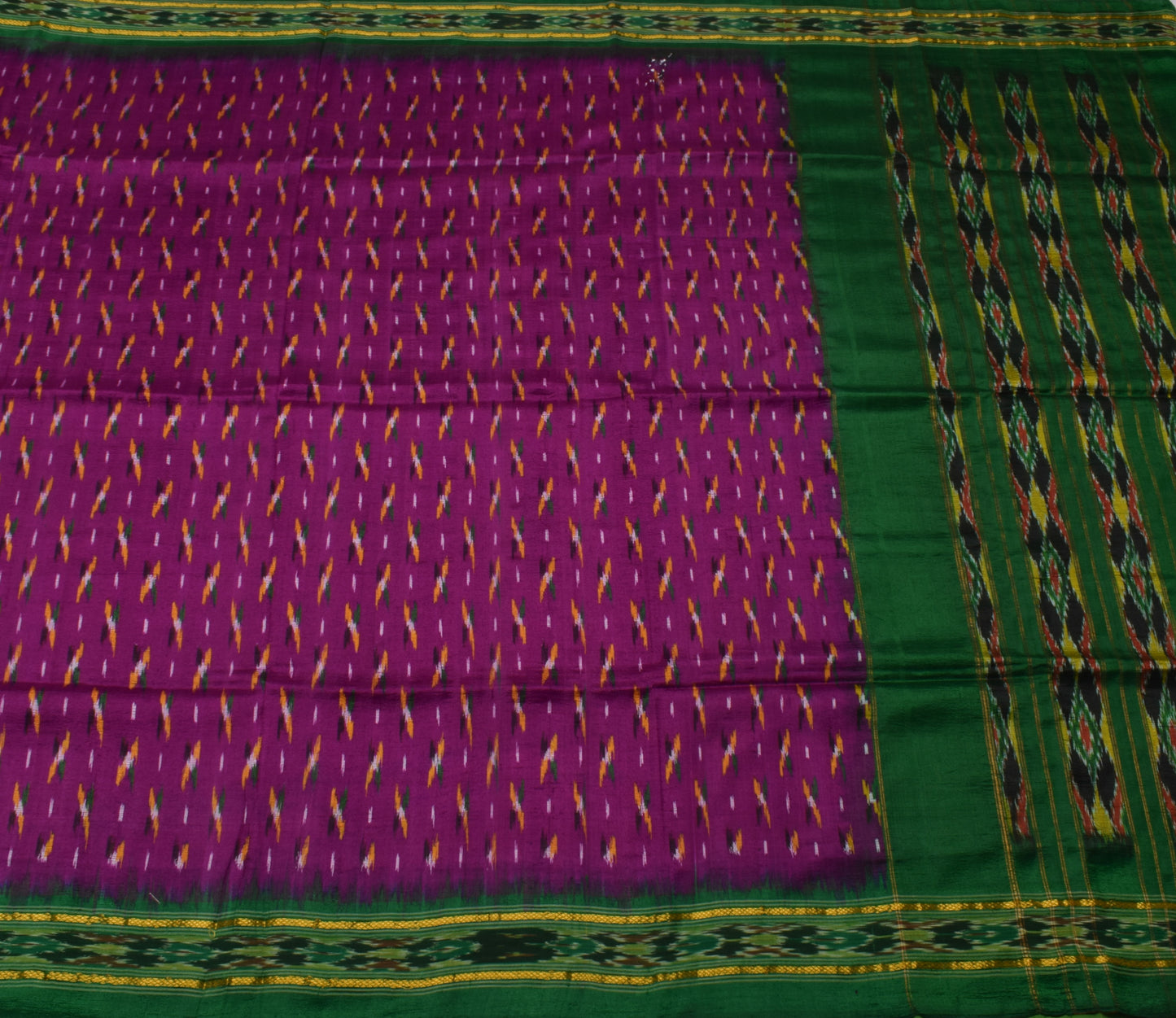 Sushila Vintage Purple Saree Pure Silk Hand Woven Ikat Patola Sari Craft Fabric