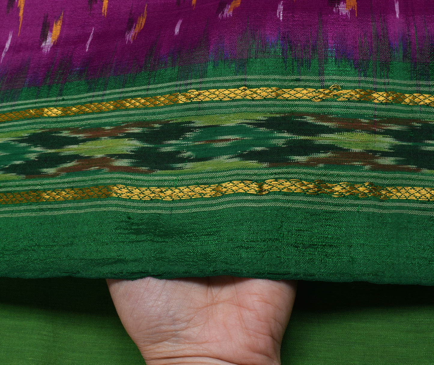 Sushila Vintage Purple Saree Pure Silk Hand Woven Ikat Patola Sari Craft Fabric