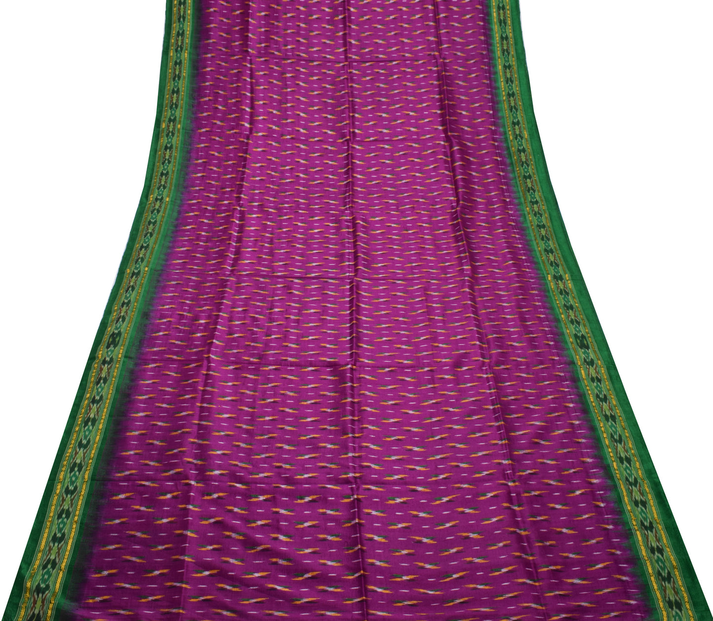 Sushila Vintage Purple Saree Pure Silk Hand Woven Ikat Patola Sari Craft Fabric