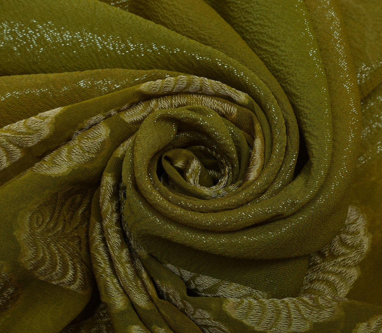 Sushila Vintage Green Saree Pure Georgette Silk Woven Floral Sari Craft Fabric