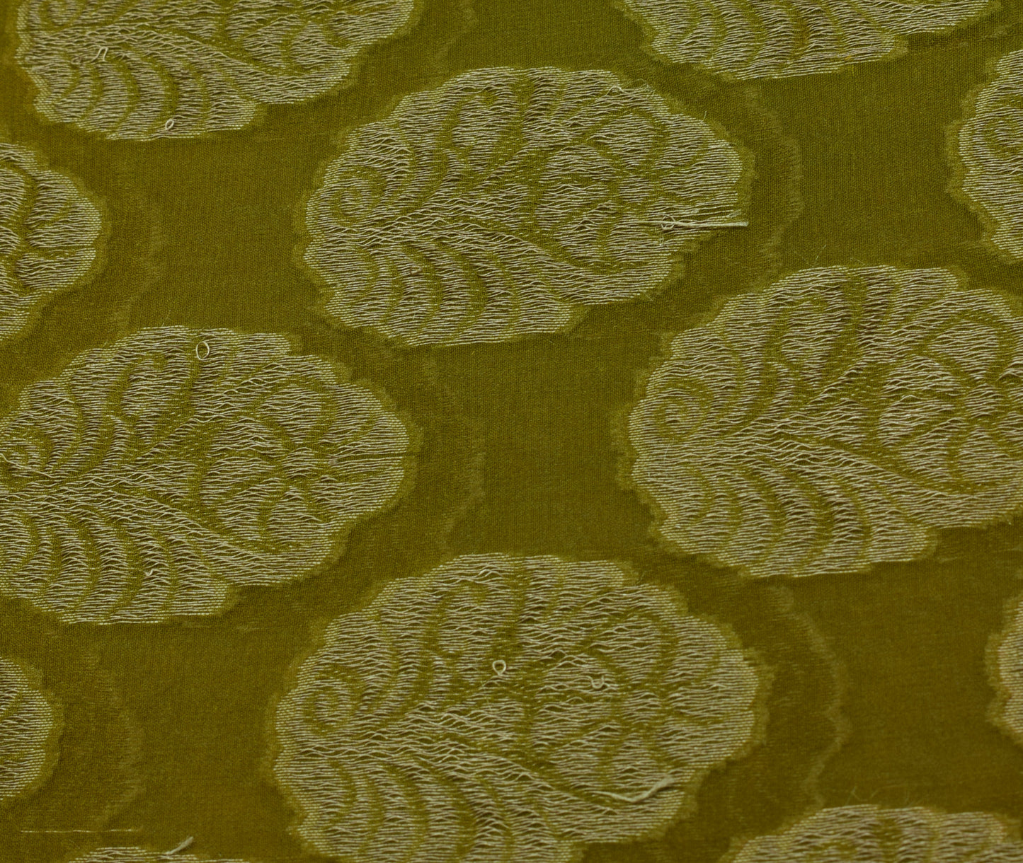 Sushila Vintage Green Saree Pure Georgette Silk Woven Floral Sari Craft Fabric