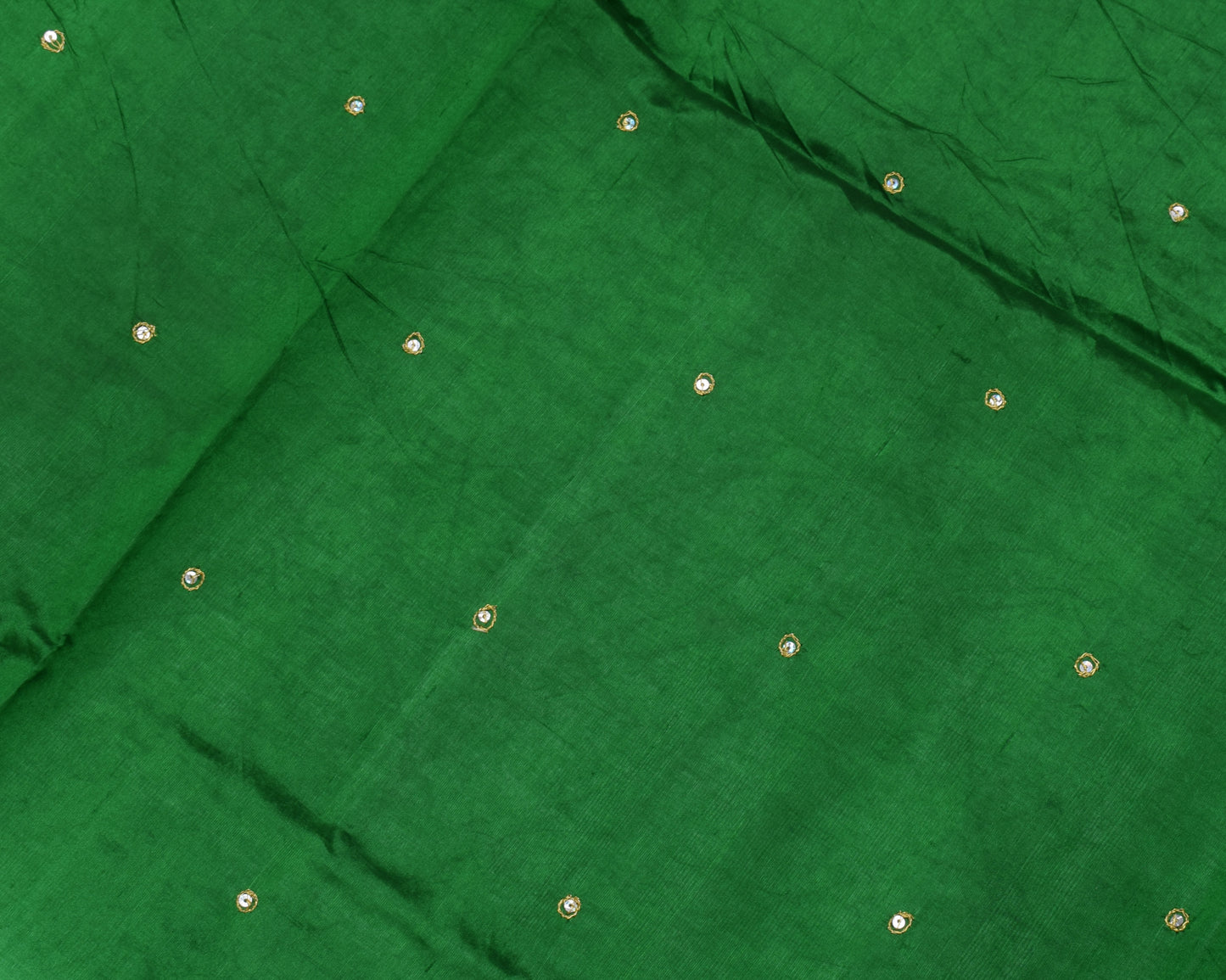Sushila Vintage Indian Green Saree Pure Silk Embroidered Birds Sari Craft Fabric