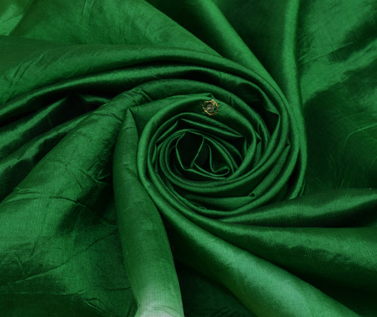 Sushila Vintage Indian Green Saree Pure Silk Embroidered Birds Sari Craft Fabric