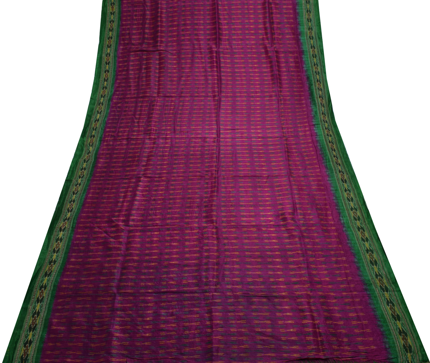 Sushila Vintage Purple Saree Pure Silk  Hand Woven Ikat Patola Sari Craft Fabric