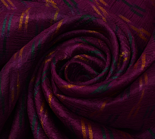 Sushila Vintage Purple Saree Pure Silk  Hand Woven Ikat Patola Sari Craft Fabric