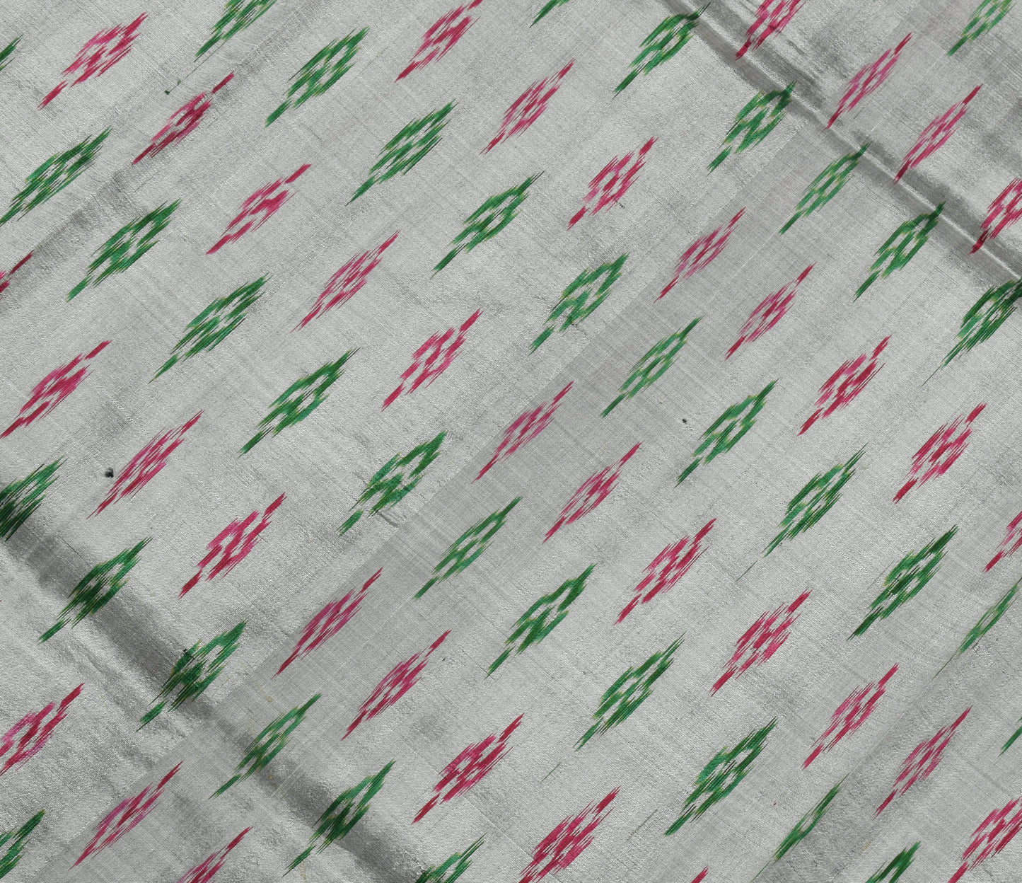 Sushila Vintage Gray Saree Pure Silk Hand Woven Ikat Patola Sari Craft Fabric