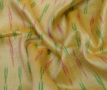 Sushila Vintage Cream Saree Pure Silk Hand Woven Ikat Patola Sari Craft Fabric