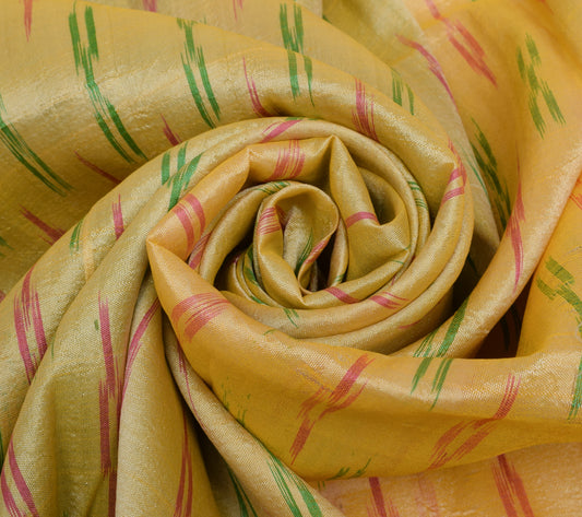 Sushila Vintage Cream Saree Pure Silk Hand Woven Ikat Patola Sari Craft Fabric