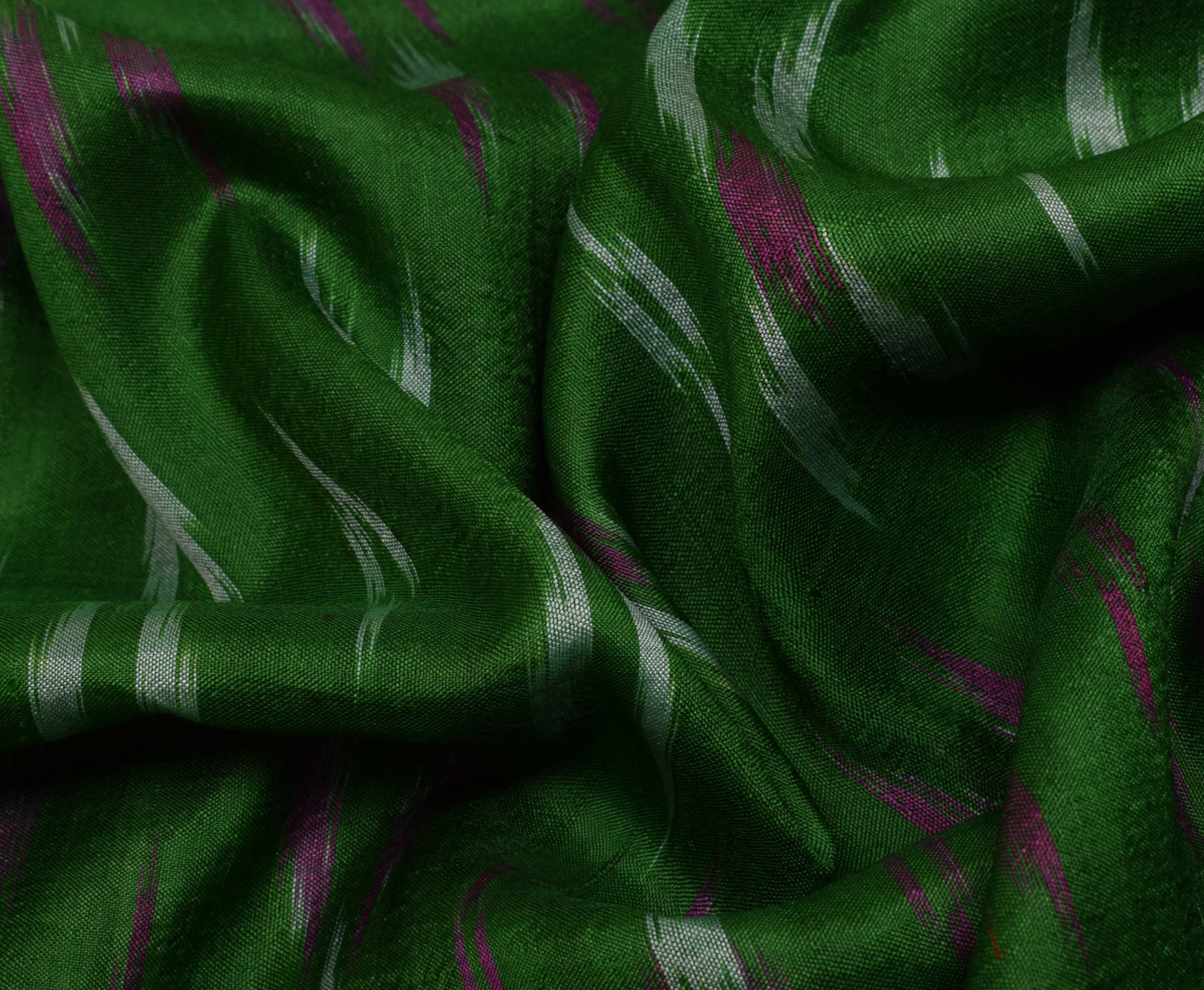 Sushila Vintage Green Saree Pure Silk Hand Woven Ikat Patola Sari Craft Fabric