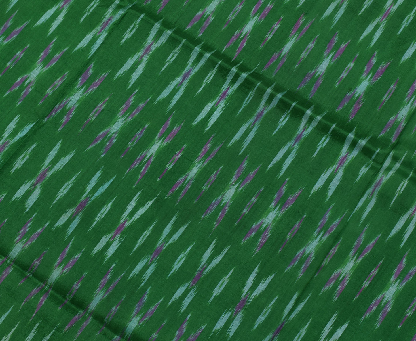 Sushila Vintage Green Saree Pure Silk Hand Woven Ikat Patola Sari Craft Fabric