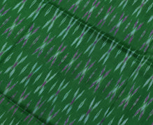 Sushila Vintage Green Saree Pure Silk Hand Woven Ikat Patola Sari Craft Fabric