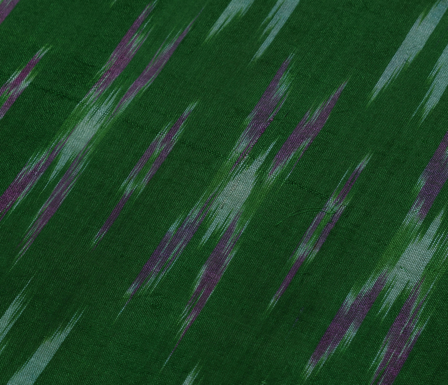 Sushila Vintage Green Saree Pure Silk Hand Woven Ikat Patola Sari Craft Fabric