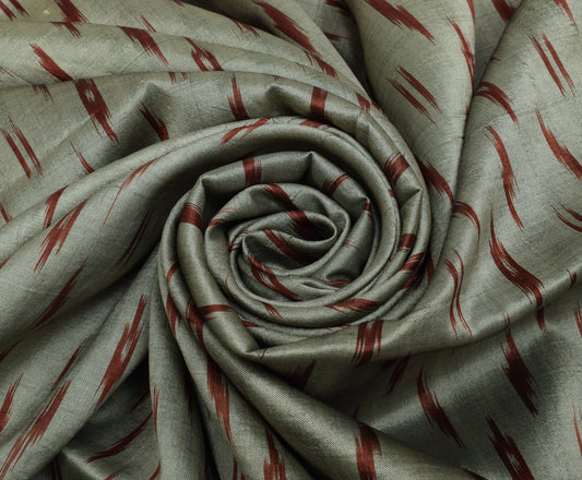 Sushila Vintage Gray Saree Pure Silk Hand Woven Ikat Patola Sari Craft Fabric
