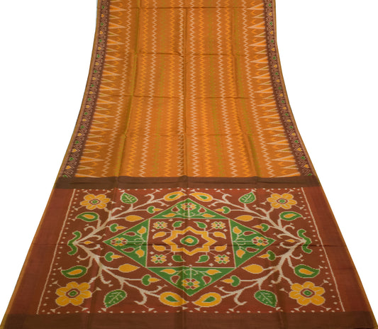 Sushila Vintage Indian Saree Blend Silk Hand Woven Ikat Patola Sari Craft Fabric