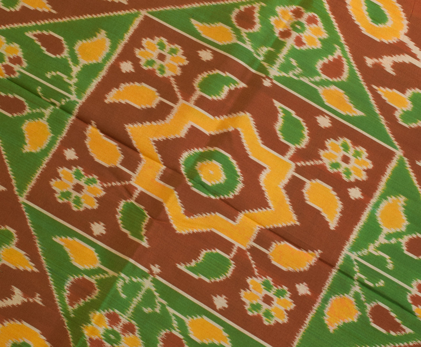 Sushila Vintage Indian Saree Blend Silk Hand Woven Ikat Patola Sari Craft Fabric