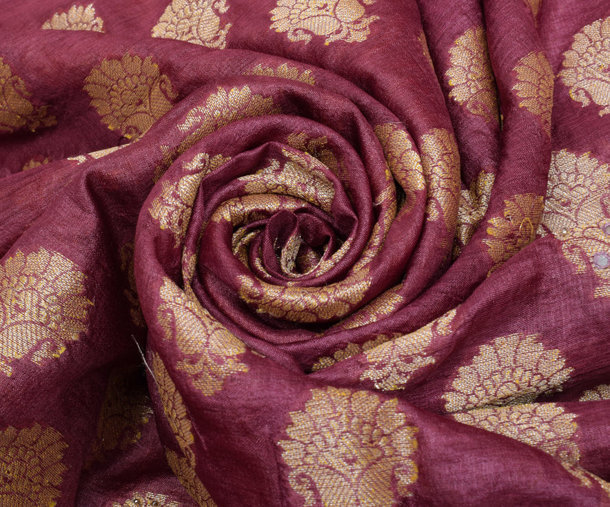 Sushila Vintage Indian Saree 100% Pure Silk Woven Floral Sari Craft Sari Fabric
